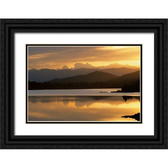 Delimont, Danita 32x23 Black Ornate Wood Framed with Double Matting Museum Art Print Titled - Sunset at Rainbow Lake