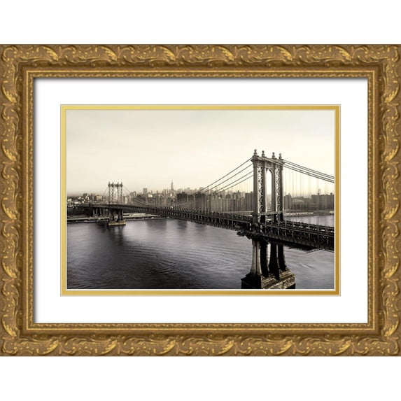 Delimont, Danita 32x23 Gold Ornate Wood Framed with Double Matting Museum Art Print Titled - Vintage Manhattan