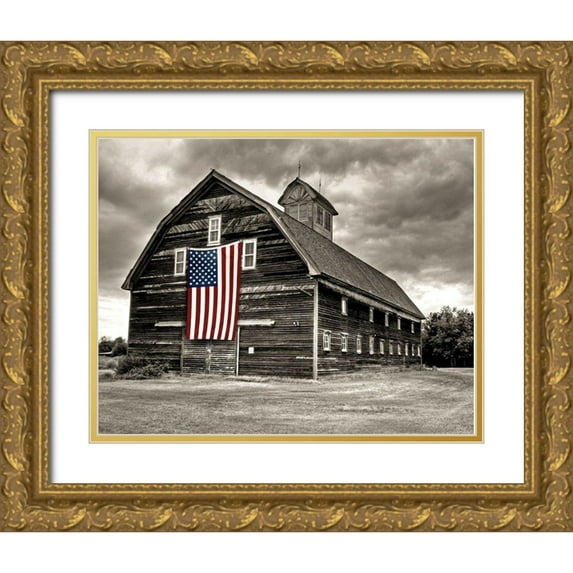 Delimont, Danita 32x26 Gold Ornate Wood Framed with Double Matting Museum Art Print Titled - Modern Barn III