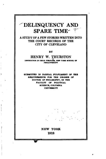 Delinquency and Spare Time, (Paperback)