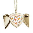 thumbnail image 1 of Delious Food Pizza Illustration Pattern Folded Wings Peach Heart Pendant Necklace, 1 of 4