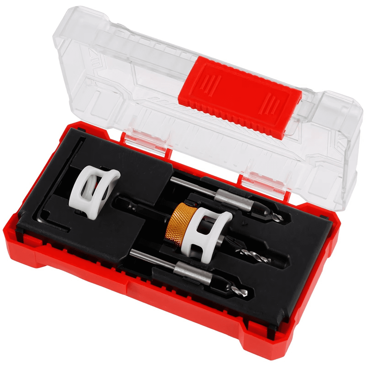 FTG USA Countersink Drill Bit Set 6 Pc #6 (9/64") Wood Countersink Drill Bit, Pro Pack Countersink Bit, 1 Extra Tapered Drill Bit For Countersink, 1 Stop Collar, 1 Hex Wrench