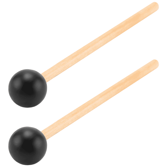Deliqiba Glockenspiel 2Pcs Soft Rubber Head Sticks Wood Handle Bell Mallets For Glockenspiel Xylophone Bell Music Instruments Parts Black