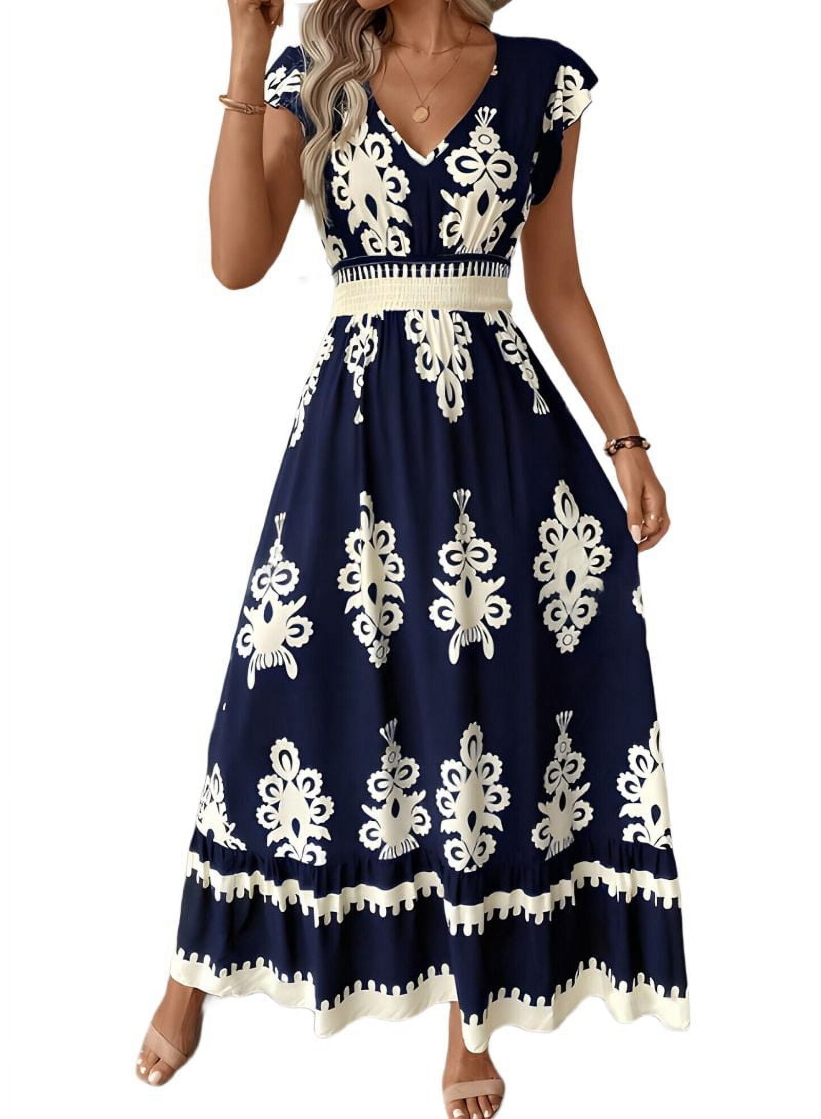 Boho Summer Ruffle Sleeve Dress