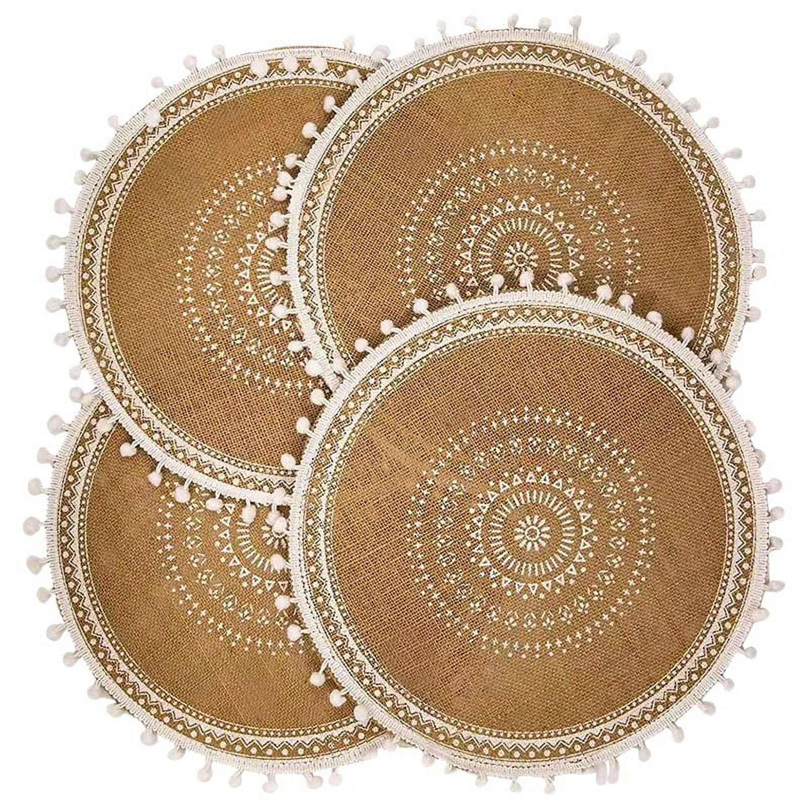 Deliqiba Table Mats Round Placemats Set Of 4 Boho Woven Jute Table Mats