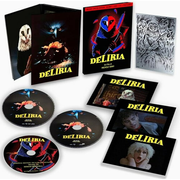 Deliria: Deluxe - All-Region Boxset includes DVD, Soundtrack CD & Postcards (Blu-ray + DVD + CD), Rustblade, Music & Performance