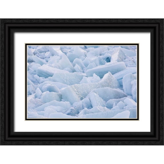 Delisle, Gilles 14x11 Black Ornate Wood Framed with Double Matting Museum Art Print Titled - Canada, Quebec Melting ice on St Lawrence river