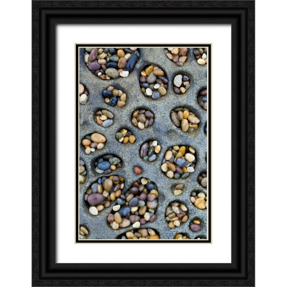 Delisle, Gilles 17x24 Black Ornate Wood Framed with Double Matting Museum Art Print Titled - CA, Tafoni formation holes filled with pebbles
