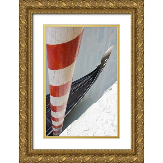 Delisle, Gilles 22x32 Gold Ornate Wood Framed with Double Matting Museum Art Print Titled - Italy, Venice Gondola and post