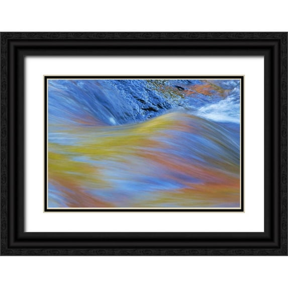 Delisle, Gilles 32x23 Black Ornate Wood Framed with Double Matting Museum Art Print Titled - Canada, Quebec Autumn along Riviere du Nord