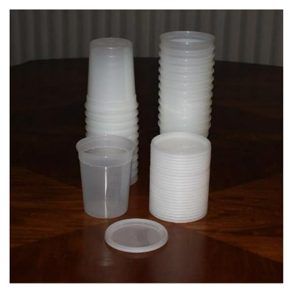Delitainer 32 oz Deli Food Containers with Lids - 120 Count - Disposable Food Storage Containers - Restaurant Takeout Containers - Clear Plastic Containers