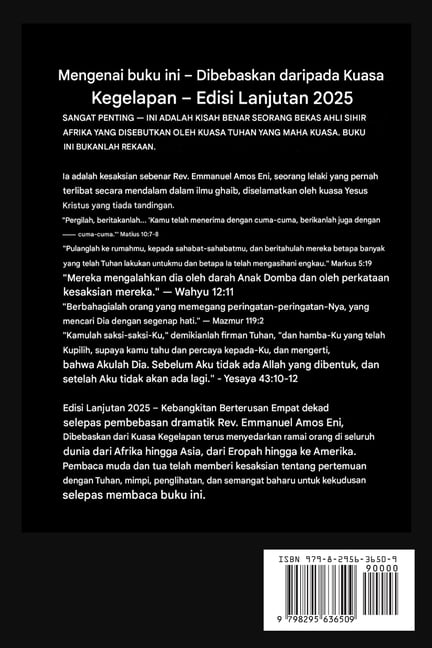 Deliverance from the Power of Darkness Dibebaskan Dari Kuasa Kegelapan - Edisi Lanjutan 2025: INI KISAH BENAR SEORANG BEKAS AHLI SIHIR AFRIKA YANG DISEBUTKAN O, Book 1, (Paperback)