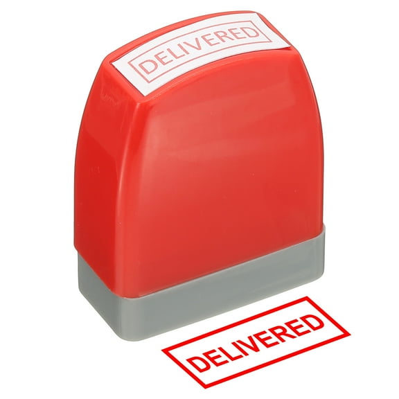 Delivered Notice Stamp Self Inking, Red Ink Office Stamps Pre Inked Message Stamp Refillable Business Stamp, Red