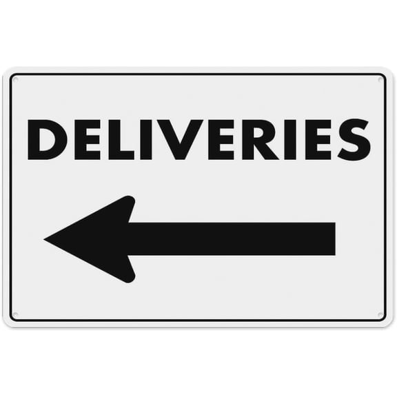 Deliveries Arrow Left Sign 8"x12" - Aluminum Tin Warning for Home Outdoor Garden, Durable Directional Decor for Dock