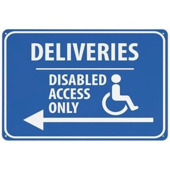 Deliveries Disabled Access Only Left Arrow Sign Outdoor, Uv Printed Rust Free Aluminum 12 X 8 In,Yard Sign For Home, Business, Driveway Alert