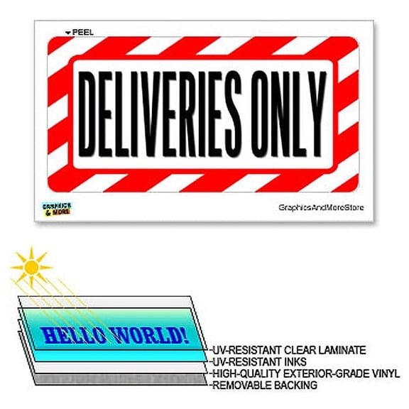 Deliveries Only - 12 in x 6 in - Laminated Sign Alert Warning Business Window Sticker