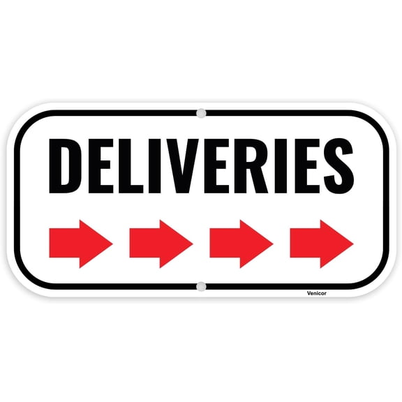 Deliveries Sign Right Arrow, 8 x 12 Inches - Aluminum - Package Delivery Signs For Packages - Deliveries This Way Sign For Home Drivers/Without a frame