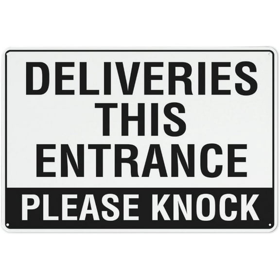 Deliveries This Entrance Please Knock Sign For House 12 X 8 in Yard Sign Premium Aluminum Sun-Proof Rust-Free