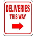 thumbnail image 1 of Deliveries This Way w/Right Arrow Signs for Outdoor or Indoor Metal Tin Sign 8x12 inch, 1 of 4