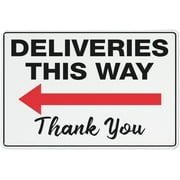 Deliveries This Way Thank You Left Arrow Sign For House Door Office Business Yard Metal Aluminum Rust Free Sign - 12 X 8 in Pre-Drilled Holes Weather Resistant