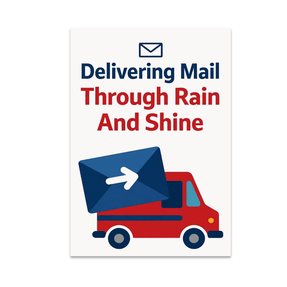 Delivering Mail Through Rain And Shine - Postal Worker Decor - 13x19 Poster Print