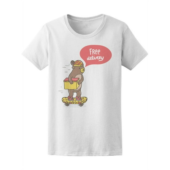 Delivery Bear On Skateboard T-Shirt Women -Image by Shutterstock, Female x-Large