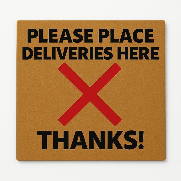 Delivery Doormat with Red X Marker, Includes Free Doorbell Placement Directional Stickers; for packas