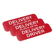 Delivery Driver 1 x 3" Name Tag/Badge, Red, (3 Pack)