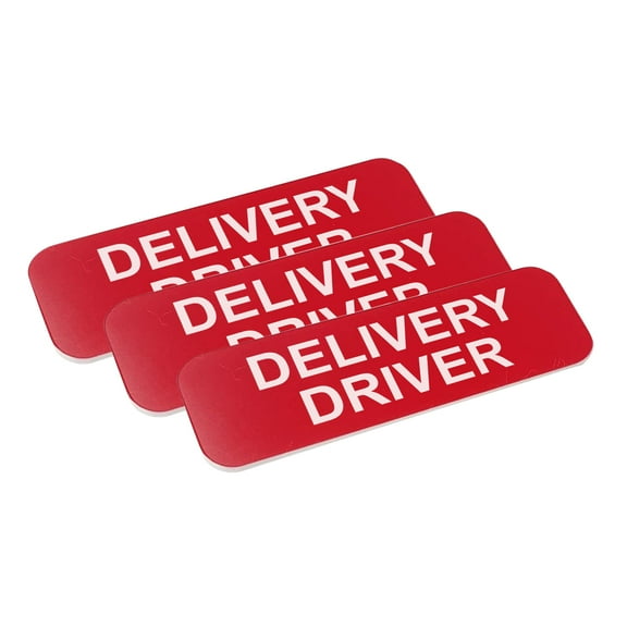 Delivery Driver 1 x 3" Name Tag/Badge, Red, (3 Pack)