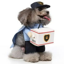 Delivery Driver Dog Costume, Pet Uniform with Hat and Package Prop, Cute Courier Outfit for Small Dogs and Cats-S