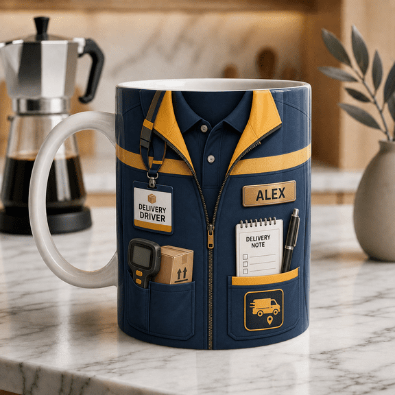 Delivery Driver Mug, Personalized Custom Name Coffee Cup, Courier Gift for Drivers