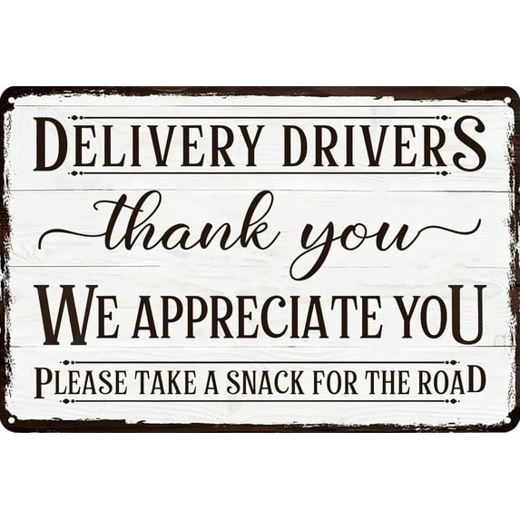 Delivery Driver Thank You Funny Vintage Metal Tin Sign for Home Front Door Shop Office Farm Wall Decor 8×12 inch
