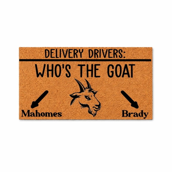 Delivery Drivers Who’s The GOAT Doormat, Mahomes vs Brady Football Rivalry Mat, Funny Front Door Welcome Rug Gift 7811 (36x72 inches) 7811