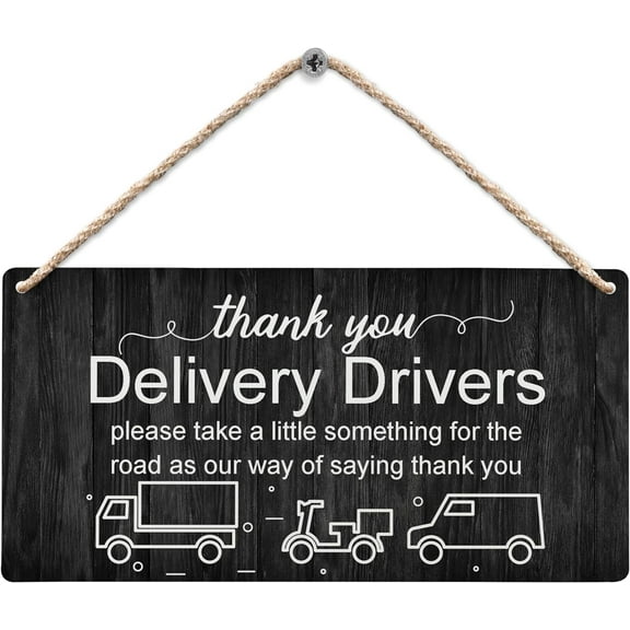 Delivery Drivers Wood Plaque Sign, Delivery Driver Snack Sign, Thank You Home Wall Decor Gifts for Delivery Driver Men, Thank You Delivery Drivers Home Décor Wall Hanging Decor, 10"x5"