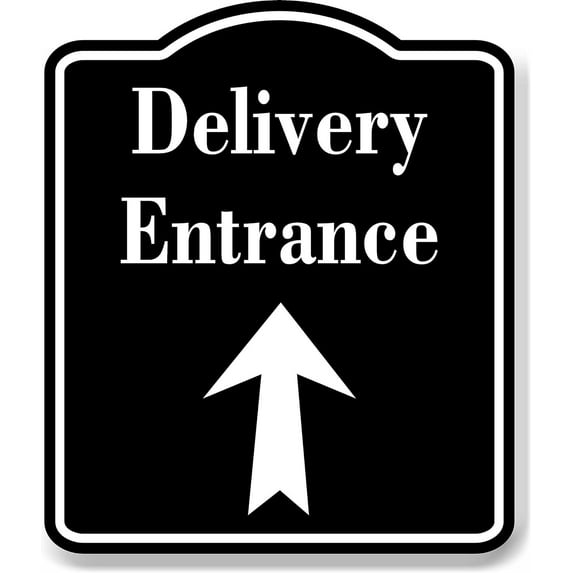 Delivery Entrance Up Arrow BLACK Aluminum Composite Sign, 15"x18"