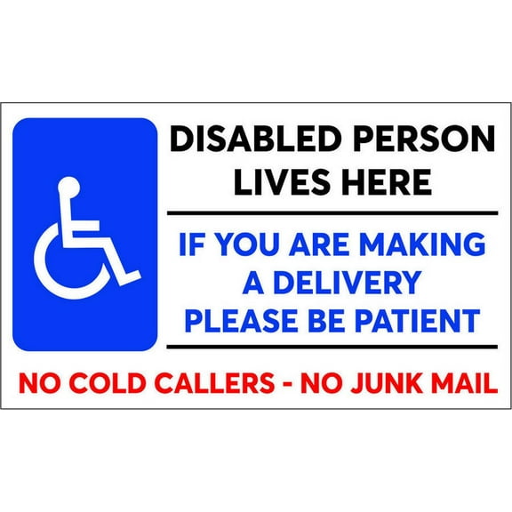 Delivery Metal Aluminum Sign for disabled person, no cold callers window/door signs Size: 8 x 12 Inch