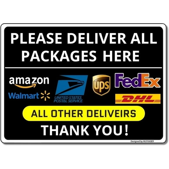 Delivery Outdoor Sign Please Deliver All Packages Here (black) Aluminum Sign Metal Sign Delivery Sign 8x12 Inch