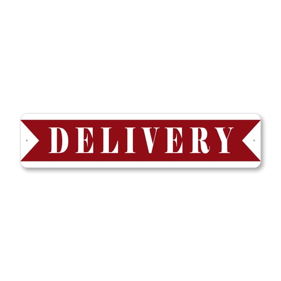 Delivery Red Ribbon Aluminum Metal Decor Sign - 4x18 inches
