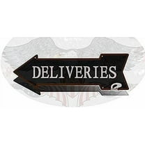 Delivery Sign Black Left Arrow Package Deliveries Signs Drop Off Deliver Parcel Here Business Packages Plaque Metal tin Sign 5x17 INCH-Arrow Plaque Metal tin Sign (Black Right Arrow)