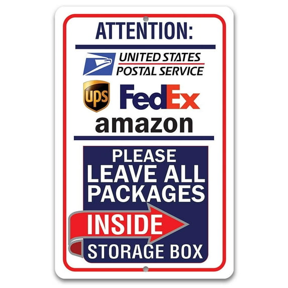 Delivery Sign for Package and Box Deliveries-Please Leave All Packages - Great for Offices and Home Packages and Boxes Delivery Instructions - Large 8" x 12" Aluminum Safe for Use Indoors or Outdoors