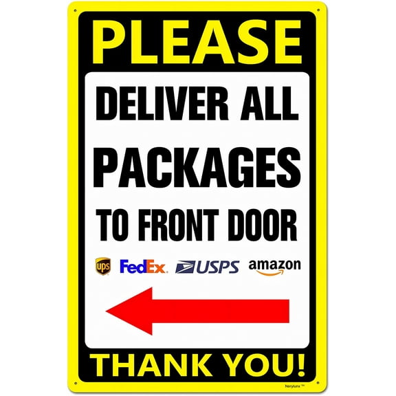 Delivery Sign with Left Arrow - 8"x12" Aluminum Minimalist Style Sign, Home Property Front Door Directional Signage