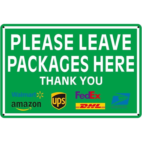 Delivery Signs for Packages 12" x 8" Metal Aluminum Reflective Please Leave Packages Here Sign for Please Delivery Boxes Outside Yard Home (12" x 8",Here)