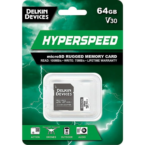 Delkin HYPERSPEED UHS-I V30 64GB MicroSD Memory Card