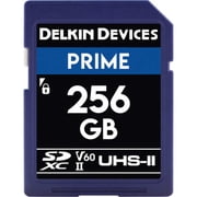 Delkin Devices PRIME 256GB 1900X V60 UHS-II SDXC Memory Card, 300MB/s Read,100MB/s Write