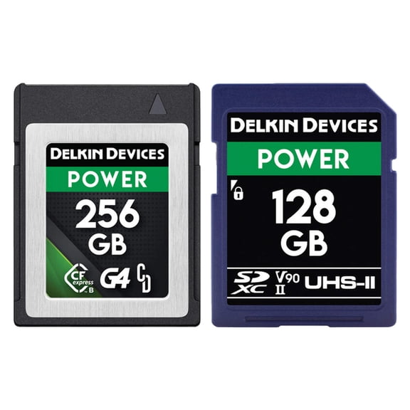 Delkin Devices 256GB POWER CFexpress Type B G4  128GB POWER UHS-II (V90) SDXC Memory Cards Bundle