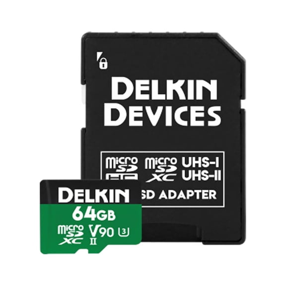 Delkin Devices Power 64GB UHS-II U3/V90 microSDXC Memory Card with microSD to SD Adapter