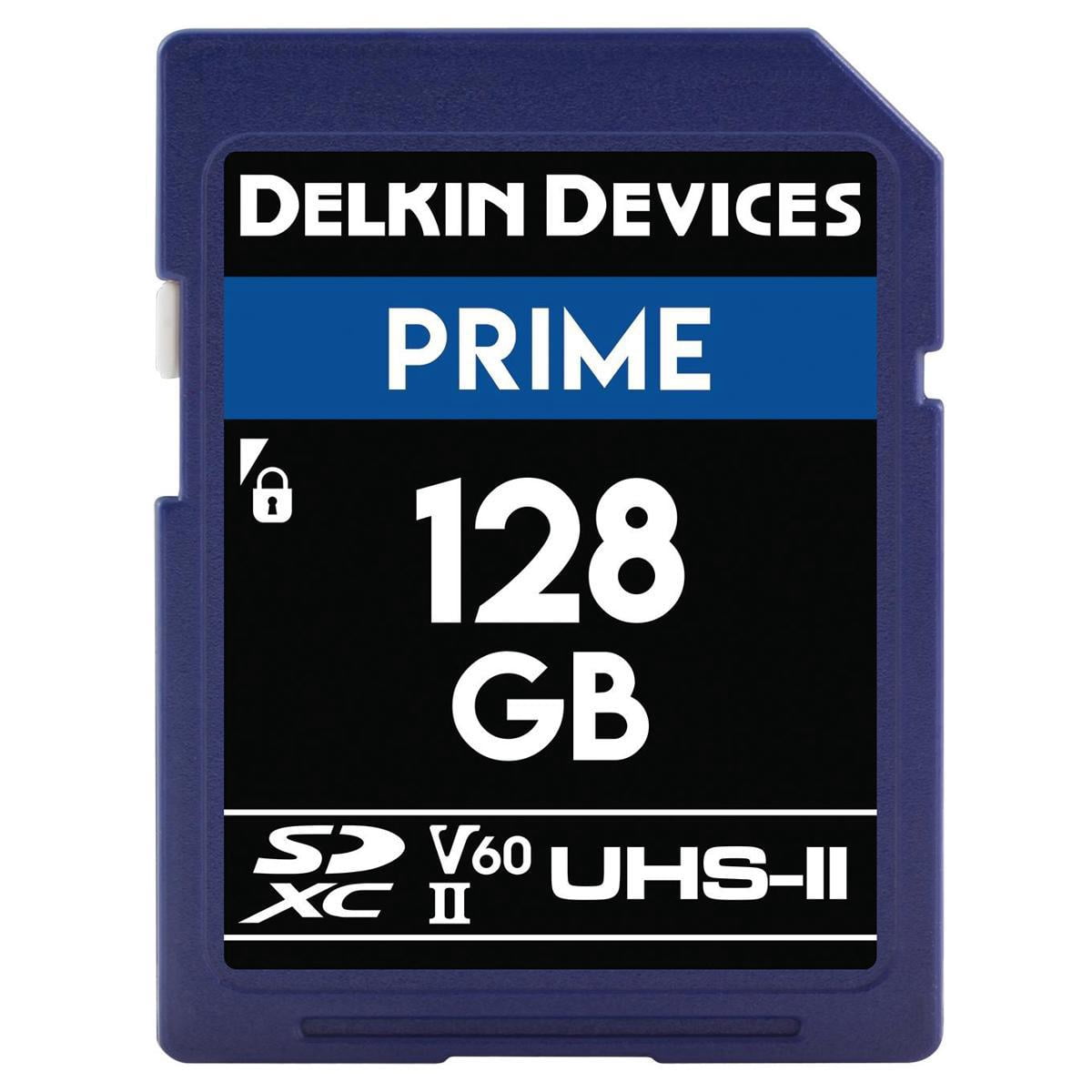 Delkin Devices PRIME 128GB 1900X V60 UHS-II SDXC Memory Card, 300MB/s Read, 100MB/s Write