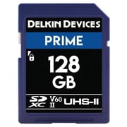 Delkin Devices PRIME 128GB 1900X V60 UHS-II SDXC Memory Card, 300MB/s Read, 100MB/s Write