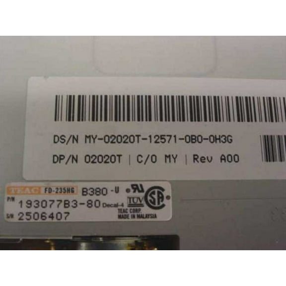 Dell 02020t (rev a00) floppy drive internal teac fd-235hg b380-u p/n: 193077b3-80