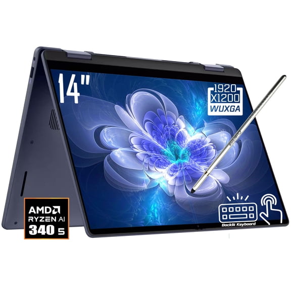 Dell 14 Plus 2-in-1 Copilot+ AI PC Laptop, 14" FHD+ 1920 x 1200 LED Touchscreen, AMD Ryzen AI 5 340, 1080P Webcam, Backlit KB, Stylus Pen, Win11 Home (16GB DDR5 RAM * 512GB SSD)